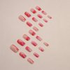 Hot Pink Press on Nails Medium Square Fake Nails Marble False Nails with Design Orange Gradient Stick on Nails Ombre Glue on Nails Reusable Acrylic Nails for Women Girls Manicure 24pcs
