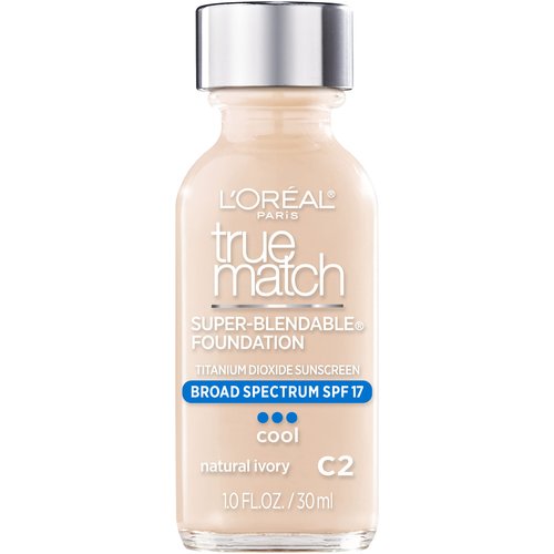 L&#39;Oreal Paris Makeup True Match Super-Blendable Liquid Foundation, Natural Ivory C2, 1 Fl Oz (1 C...