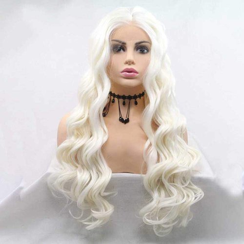 melody wig Long Blonde Curly Wigs Synthetic Blonde Lace Front Wigs For Women Hair Heat Resistant Fiber Hair Wigs Long Soft Lace Wigs Cosplay Wigs …