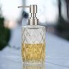 Easy Tang Glass Hand Dish Soap Dispenser for Bathroom Kitchen 12 Oz Crystal Design with Silver Pump Refillable Liquid Soap Dispenser (Clear)