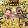 YQUQWN 84 PCS Happy New Years Party Decorations Set 2025, 4D Disco Ball New Years Eve Party Supplies, New Year Balloons, NYE Party Decorations Fringe Curtain, Happy New Year Decorations Supplies 2025