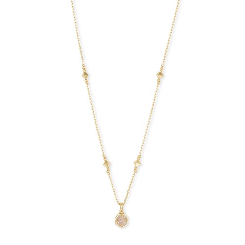 Kendra Scott Nola Pendant Necklace for Women, Fashion Jewelry, Gold-Plated, Iridescent Drusy