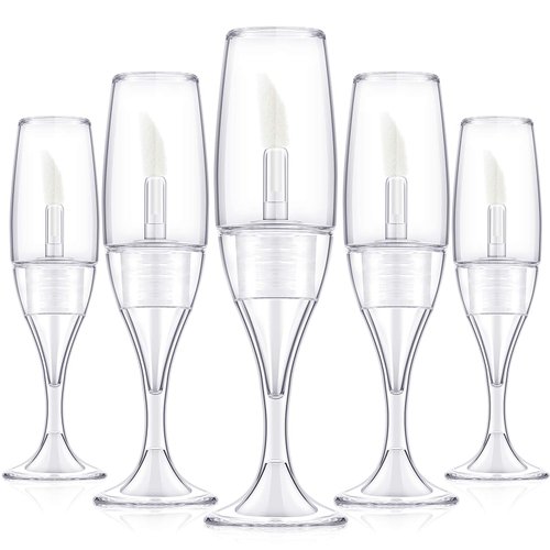 Maitys 20 Pcs 8 Ml/ 0.27 oz Lip Gloss Tubes Mini Wineglass Shaped Empty Lip Gloss Tube Lip Balm Containers Mini Refillable Bottles Lip Glaze Container with 2 Pieces Funnels for Women(Transparent)