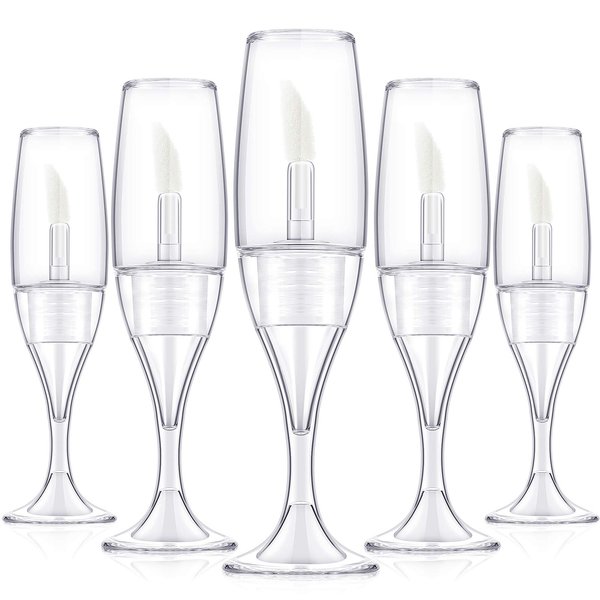 Maitys 20 Pcs 8 Ml/ 0.27 oz Lip Gloss Tubes Mini Wineglass Shaped Empty Lip Gloss Tube Lip Balm Containers Mini Refillable Bottles Lip Glaze Container with 2 Pieces Funnels for Women(Transparent)
