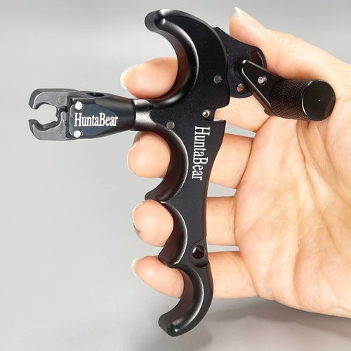 ZeoPeya Bow Release for Compound Bow, 4-Finger 360° Rotate Caliper Thumb Release Archery Accessories (Black)