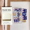 Blue French Tip Press on Nails Coffin Extra Long Fake Nails Sun Moon Clouds Designs False Nails Full Cover Stick on Nails Ballerina Acrylic Artificial Nails Glue on Nails for Women 24Pcs