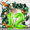 LEBERY Dinosaur Number 1 Ballloon, 40 Inch Green Number 1 Balloon, Mini Dino Foil Balloons Baby Dinosaur Balloons for Kid Dino Theme Jungle Birthday Baby Shower Party Decorations
