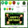Monkey Birthday Party Decorations - Jungle Safari Balloon Garland Arch Kit with Happy Birthday Backdrop, Monkey Banana Foil Balloons, Artificial Tropical Palm Leaves for Baby Birthday Party Supplies