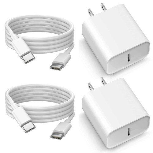 VIIADJSU 2 Pack 20W USB C Wall Charger 6ft Type C Cable PD Charging Block Compatible with iPhone 15 Plus Pro Max S21 S22 S23 Android Cell Phone, CHR011