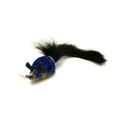 Cat Toy Wand Refill - Blue Mouse with Real Fur Tail KatFly® Cat Teaser Attachment