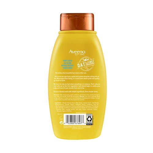 Aveeno Sunflower Oil Blend Conditioner, for Dry Damaged Hair, Dye, Paraben & Sulfate Surfactants Free, 12oz