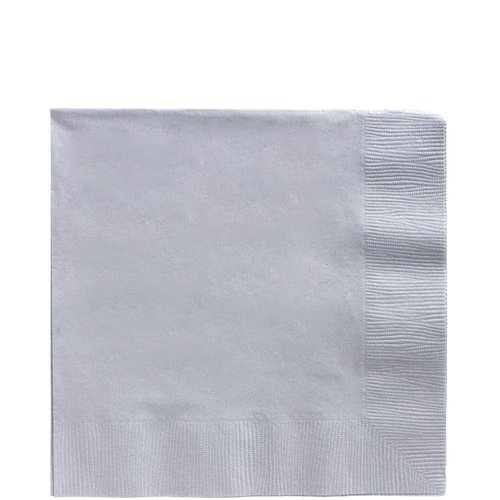 Amscan Big Party Pack Luncheon Napkins, 6.5" x 6.5", Silver