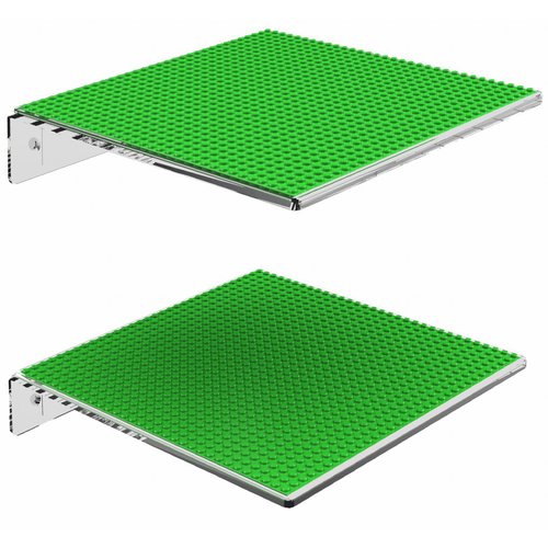 GALVANOX Display Shelves for Building Bricks (2 Pack Set) Compatible with All Toy Block Brands - Floating Wall Mounted Shelf with 10 Inch Removable Baseplate (Clear Acrylic)