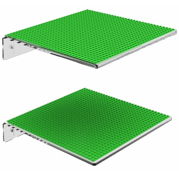 GALVANOX Display Shelves for Building Bricks (2 Pack Set) Compatible with All Toy Block Brands - Floating Wall Mounted Shelf with 10 Inch Removable Baseplate (Clear Acrylic)