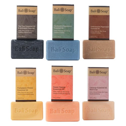 Bali Soap - Tropical Fresh & Earthy Botanical - Natural Soap Bar with Premium Essential Oil - Handmade, Vegan, Body and Face Soap, Plant Based Cold Process - 3.5oz Bars