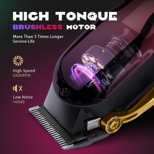 SUPRENT PRO Professional Hair Clippers for Men- Premium Barber Clippers DLC-Coated Blade & Brushless Motor- Rechargeable Haircutting Kit with DIY Customizable Casing- Gift for Men(Red)