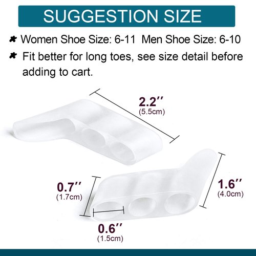 Povihome 10 Pack Pinky Toe Separator and Protectors, Triple Gel Toe Separators for Overlapping Toe, Curled Pinky Toes Separate and Protect