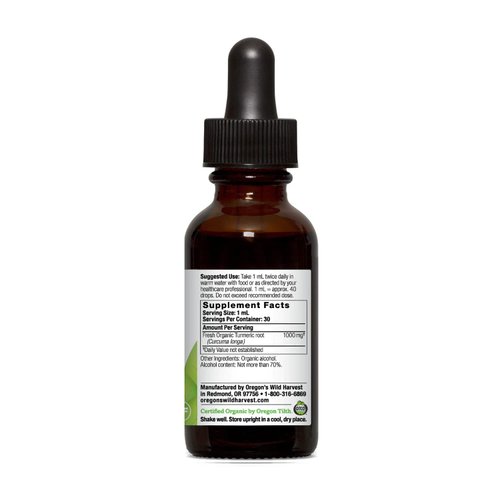 Oregon's Wild Harvest Turmeric Fresh 1:1 Organic Herbal Supplement, 1 Fluid Ounce