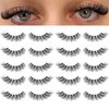 KSYOO 10 Pairs D Curl 8-15mm Cat Eye Lashes, Clear Band 3D Fluffy Wispy Faux Mink Lashes That Look Like Extensions,Semi-dramatic Russian Strip Eyelashes Pack-10 Pairs (Clear Band V1-10 Pair)