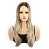MocNeavian Blonde Wigs for Women 23 Inches Long Wavy Ombre Blonde Wigs Middle Part Ombre Natural Looking Synthetic Fiber Heat Resistant Wig Women's Wigs for Daily Use Women's Charming Wigs