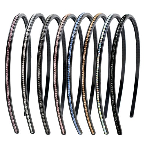 Xiwstar 8Pcs Bling Bling 1 Row Crystal Rhinestone Headband Thin Hair Hoops with Teeth Non-slip Skinny Fashion Headbands Hair Accessories for Women Girls Headwear Hairwear