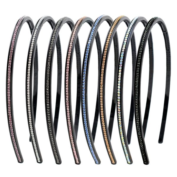 Xiwstar 8Pcs Bling Bling 1 Row Crystal Rhinestone Headband Thin Hair Hoops with Teeth Non-slip Skinny Fashion Headbands Hair Accessories for Women Girls Headwear Hairwear