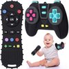 TIEDXIOY【BPA Free,CPC-Certified】 2 Pack Silicone Remote Control and Game Controller Teething Toys for Baby 3-12 Months, Silicone Chew Toys Baby Teether Toys for Toddlers, Baby's Christmas Gift