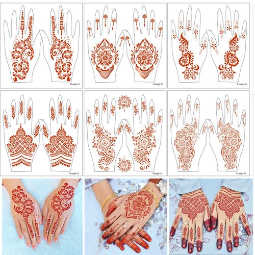 Henna Temporary Tattoo Stickers, Brown Henna Tattoo Stickers kit,Waterproof Red Ink Henna hands Tattoo,for Women Party Decorations