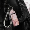 ENLACHIC 3 Pcs Cute Print Chapstick Holder Keychain Lip Balm Holder Sleeve Pouch Clip-on Lipstick Holder Keychains for Women Girls,Marble