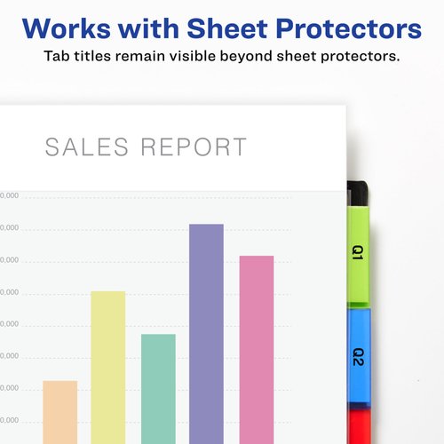 Avery Dividers for 3 Ring Binders, 5 Tab Binder Dividers, Plastic Binder Dividers with Pockets, Insertable Big Tabs, Multicolor, Works with Sheet Protectors, 1 Set (11902)