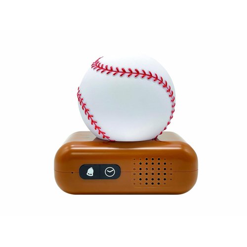 Lexibook, Baseball - Baseball Nightlight Alarm Clock, Sounds and Melodies, LCD Backlit Screen, Luminous, Snooze, Brown/White, RL800BL
