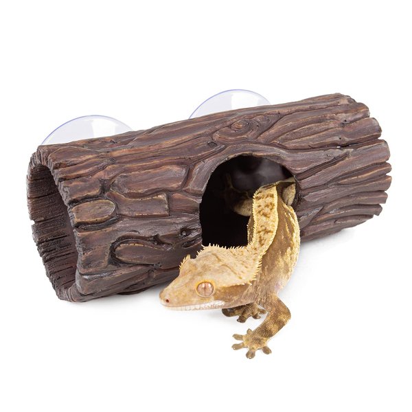 REPTIZOO Reptile Hide Cave Resin Hollow Tree Trunk Hideout Hermit Crab Climbing Toys Reptile Shelter Sleeping Cave for Arboreal Reptiles, Hermit Crabs, Leopard Gecko, Lizard Terrarium Decor