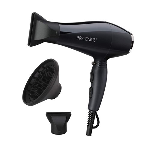 BRIGENIUS Hair Dryer, 1875 Watt Professional Lonic Salon Blow Dryer with AC Motor for Faster Drying Maximum Shine, High Safety ETL Certified Hot Tool, Hair Dryer with Diffuser & Concentrator