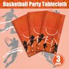 Lianxuia 3 Pcs Basketball Tablecloth, 51 x 86 Inch Basketball Plastic Table Cover, Basketball Party Decorations, Suitable for Boys Basketball Theme Birthday Party Supplies
