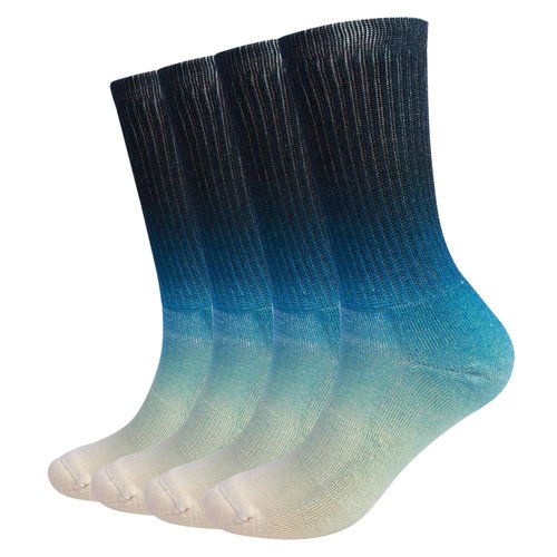 EnerWear 4P Pack Women's Merino Wool Outdoor Hiking Trail Crew Sock (US 9-11,Gradient Blue)