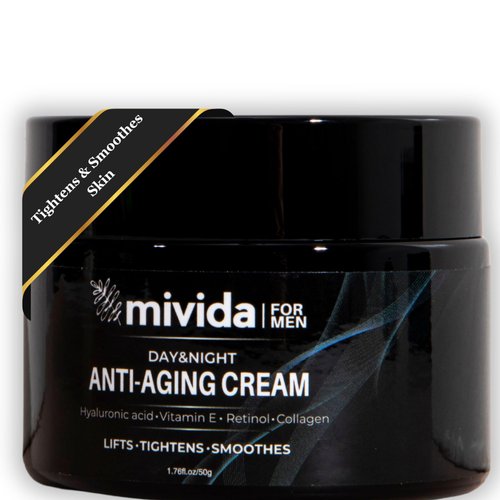 Men's Anti-Aging Face Cream with Hyaluronic-Acid, Vit E, Retinol and Collagen | Anti-Wrinkle Retinol Cream For Men | Day & Night moisturizer for Men | lightweight Men's Cream | 1.76 fl.oz