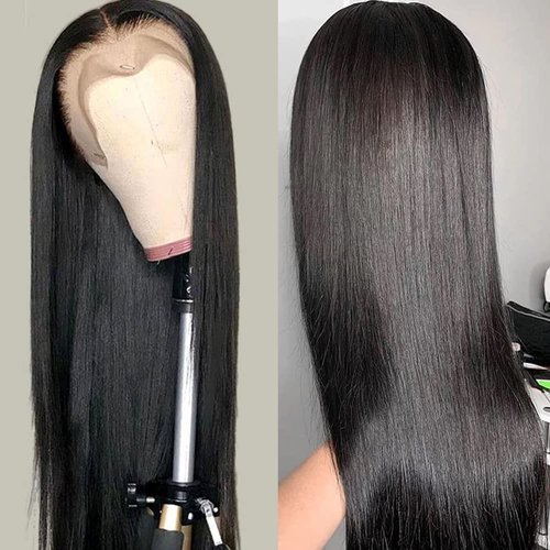 Lipai Hair Straight Lace Front Wigs Human Hair Pre Plucked 13x4 HD Transparent Lace Frontal Wigs Human Hair Natural Hairline 180% Density Glueless Brazilian Virgin Human Hair Wigs for Women 22 Inch