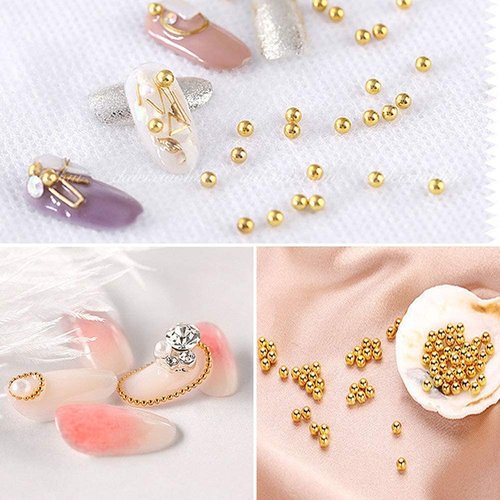WEILUSI 3D Mixed Nail Art Steel Studs Mini Metal Caviar Nails Beads Ball Gold Silver Rose Gold Nail Ball Design for Women Nail DIY Tools Manicure Decorations