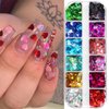 Heart Nail Art Glitter Sequins 3D Holographic Valentine's Day Nail Art Sticker Decals Laser Love Heart Confetti Glitter Flakes for Women Girls Acrylic Manicure Make Up DIY Valentines Nail Decoration