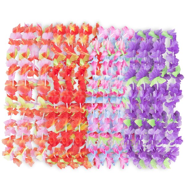 Super Z Outlet Hawaiian Ruffled Colorful Luau Silk Flower Leis Necklaces for Island Theme Party (12 Pack)