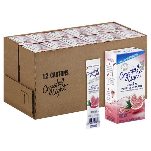 Crystal Light On The Go Pink Lemonade Powdered Soft Drink Mix, 0.13 Ounce - 10 per pack - 12 packs per case.