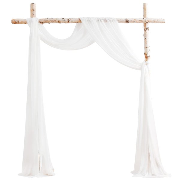 Floroom Wedding Arch Draping Fabric 2 Panels 20Ft White Chiffon Fabric Drapes Arbor Drapery Wedding Ceremony Reception Swag Decorations