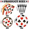 durony 96 Pieces Casino Theme Party Supplies Casino Paper Plates and Napkins Disposable Casino Party Plates Forks Poker Club Las Vegas Birthday Party Decorations, Serve 24 Guests