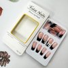 French Tip Press on Nails Black Fake Nails Medium Length False Nails Square Acrylic Nails with Bow Star Charm Designs Cute Artificial Nails Full Cover Glossy Stick on Nails Bow Glue on Nails for Women