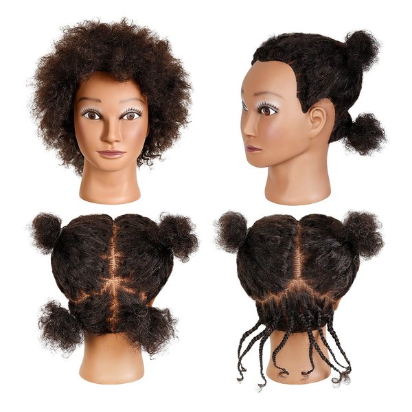STUDIO LIMITED 100% Human Hair Mannequin Head Cosmetology Barber Salon Practice Mannequin Personal Student Tool (8'' Afro)