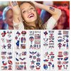 Independence Day Temporary Tattoo Kids Adults, 10sheets Fake Tattoos Waterproof Body Art Stickers USA National Flag Red White Blue for 4th of July Memorial Day Decoration