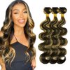 Blonde Bundles 1b/27 Body Wave Human Hair Bundles Brazilian Ombre Body Wave Bundles Human Hair Unprocessed Virgin Hair 3 Bundles 8 10 12 Inch P1B/27 Bundles Remy Hair Extensions
