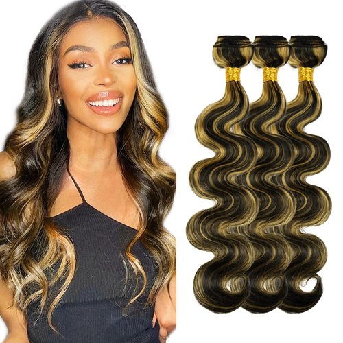 Blonde Bundles 1b/27 Body Wave Human Hair Bundles Brazilian Ombre Body Wave Bundles Human Hair Unprocessed Virgin Hair 3 Bundles 8 10 12 Inch P1B/27 Bundles Remy Hair Extensions