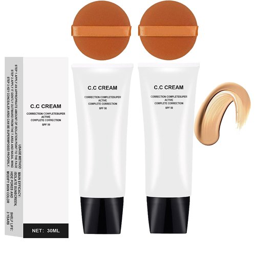 Buatkontly Cc Cream Skin Tone Adjusting CC Cream SPF 50, Colour Correcting Self Adjusting for Mature Skin, Pre-makeup Primer Moisturizing Skin, Natural Color