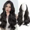 FAVE V-Shaped Clip in Extensions Synthetic Hair Extension Wavy Hair Extensions Brown Black Hair Extensions One Piece Extensions with 5 Secure Clips Vigorous Clip in Hair Extensions for Women